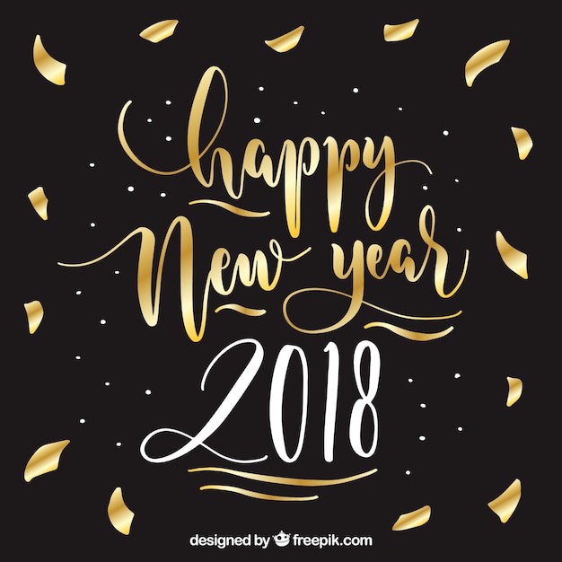 Free vector golden lettering happy new year 2018
