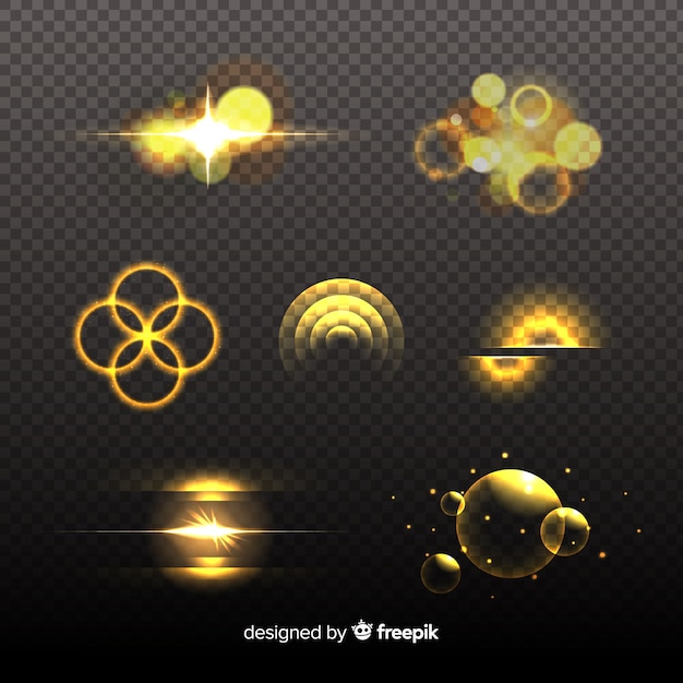 Free vector golden light effect collection design