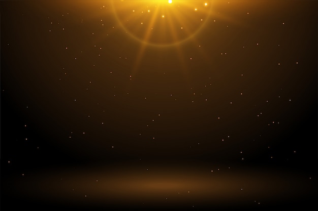 Golden light flare with sparkle empty background
