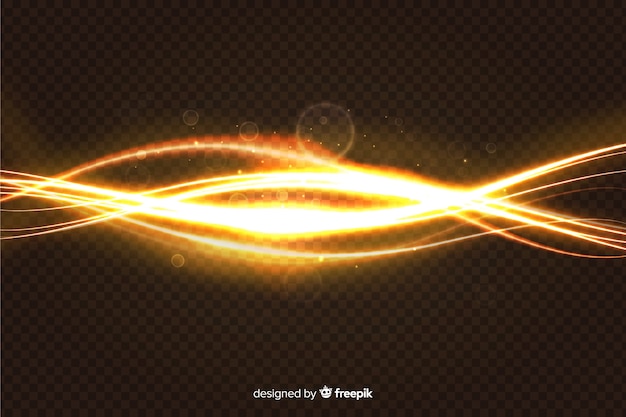 Free vector golden light wave effect with transparent background