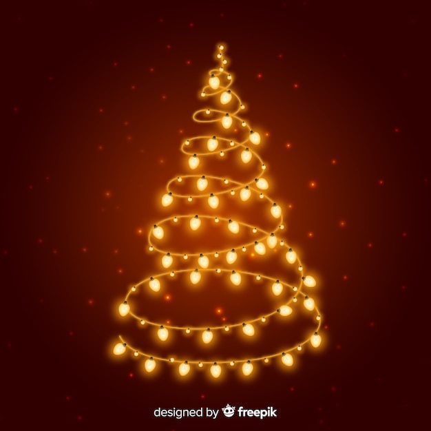 Free vector golden lights christmas tree