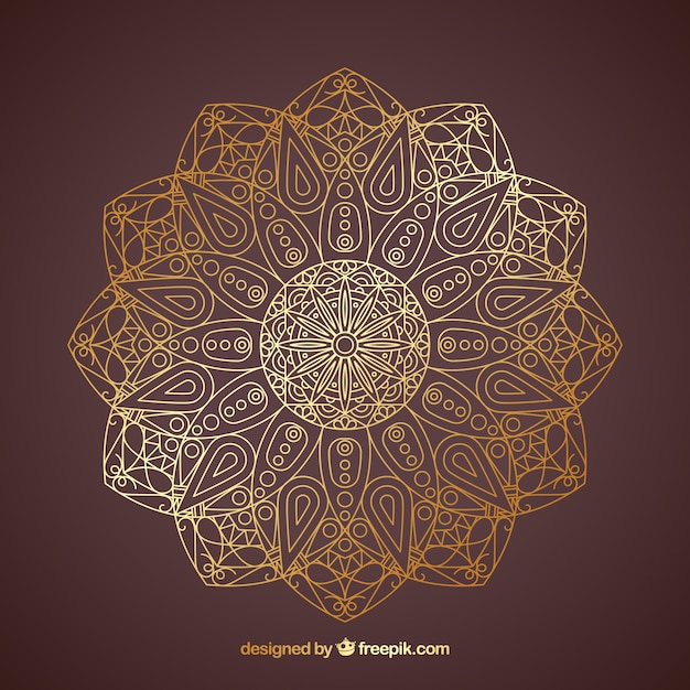 Free vector golden lineal mandala