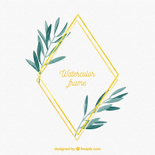 Free vector golden lineals frames collection with watercolor leaves