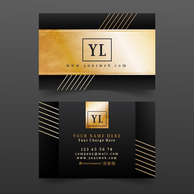 Free vector golden lines business card