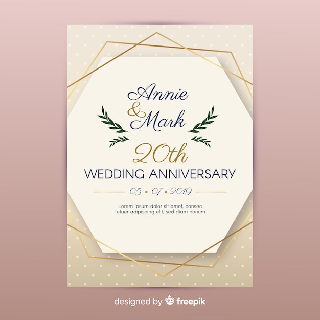 Free vector golden lines wedding invitation