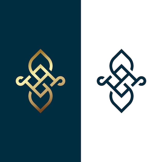 Бесплатное векторное изображение Золотой логотип в двух версиях