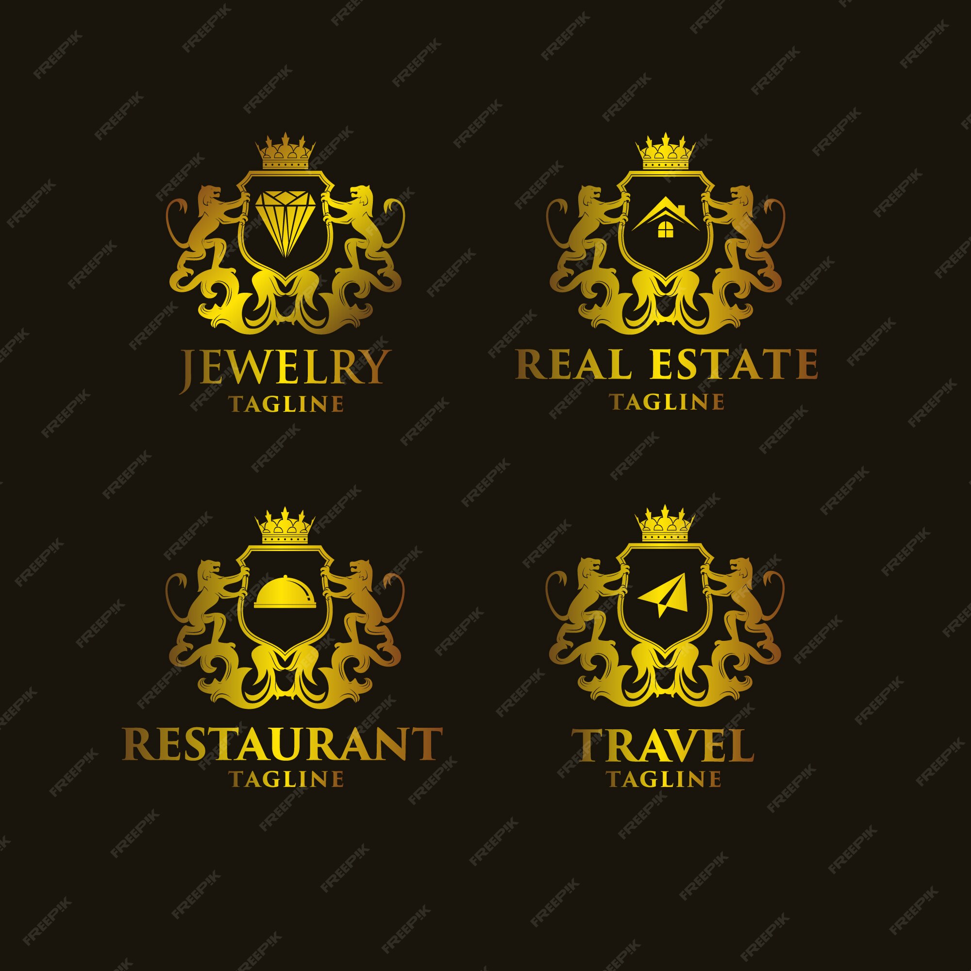 Free Vector | Golden logo templates collection