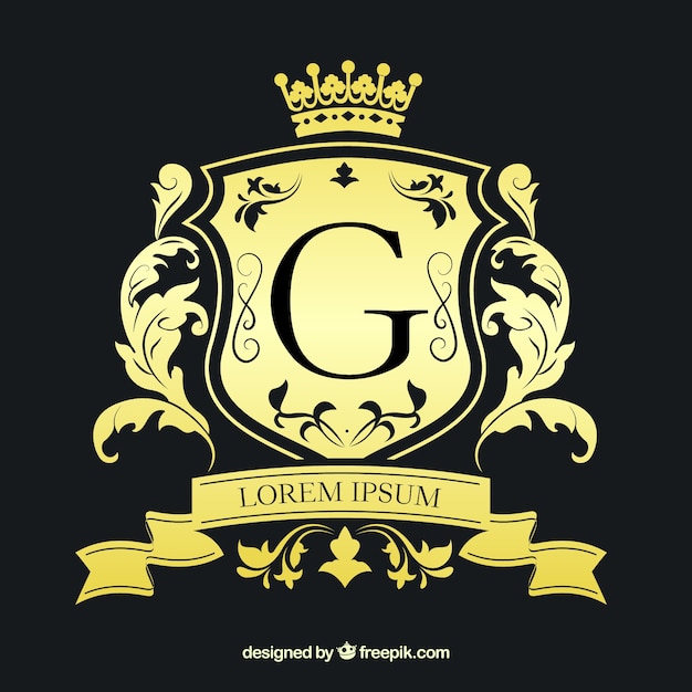 Золотой логотип в винтажном и роскошном стиле