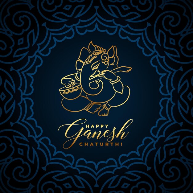 Golden lord ganesha design for indian festival ganesh chaturthi