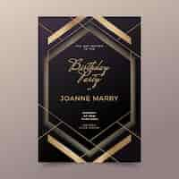 Free vector golden luxury birthday invitation