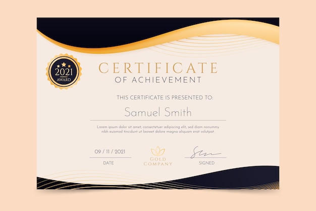 Golden luxury certificate of achievement