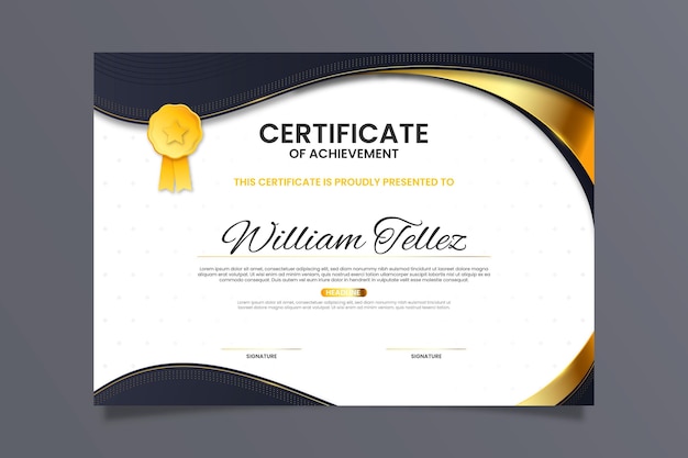 Бесплатное векторное изображение Шаблон сертификата золотой люкс