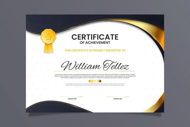 Golden luxury certificate template