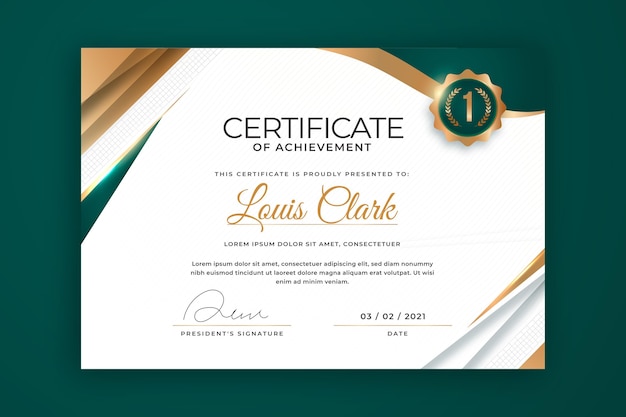 Golden luxury certificate template