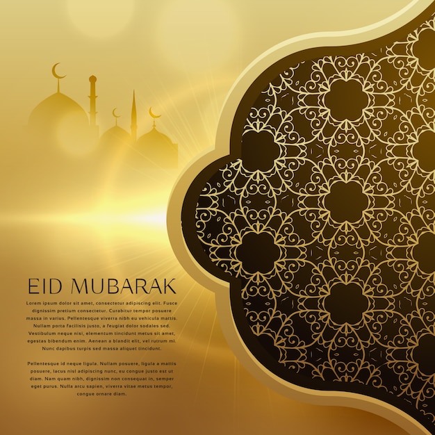 Free vector golden luxury design for eid mubarak