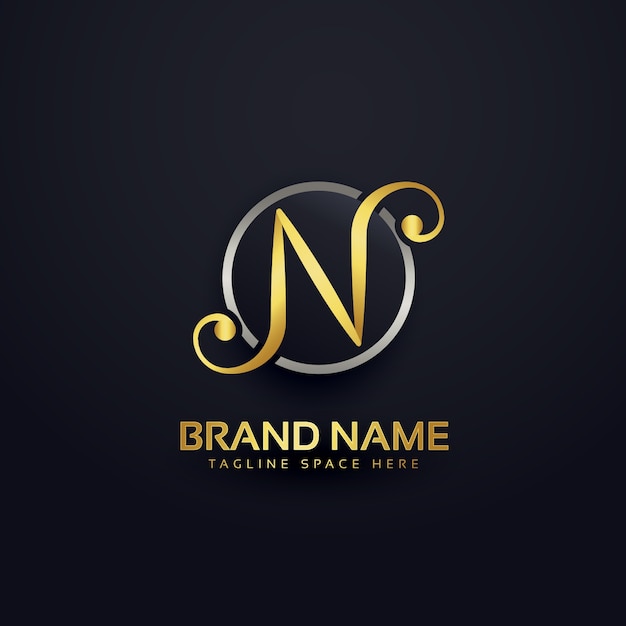 Golden luxury letter n logo design