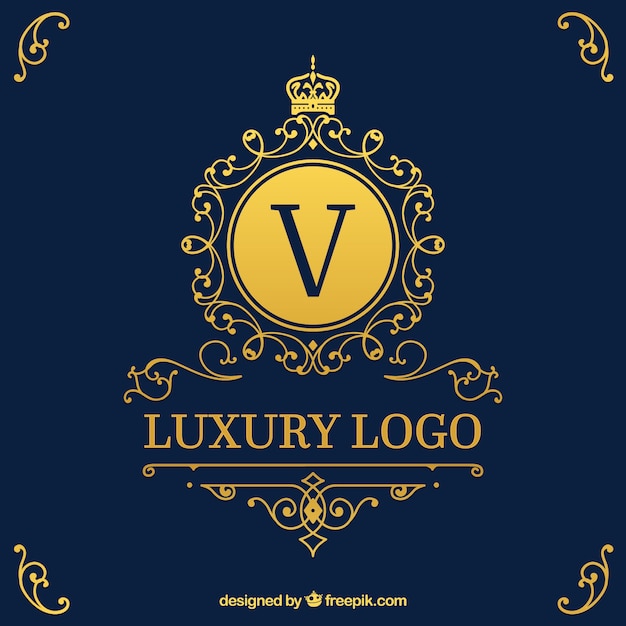 Vettore gratuito modello logotipo di lusso dorato