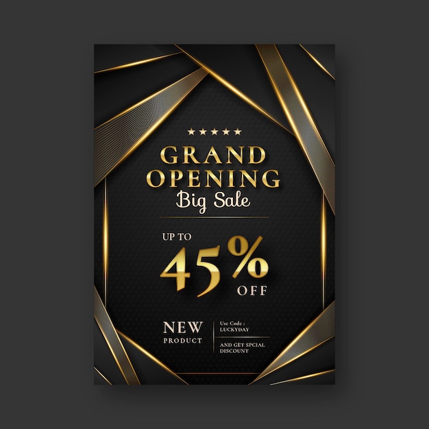 Golden luxury sale flyer template with discount