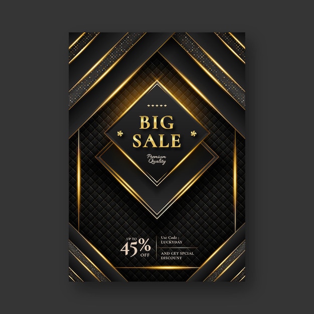 Free vector golden luxury sale flyer template