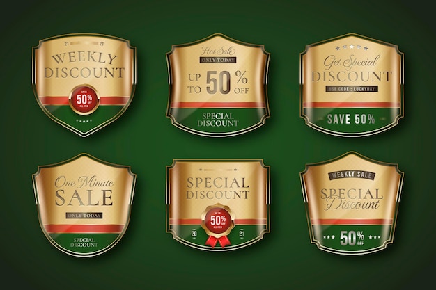 Free vector golden luxury sale label collection