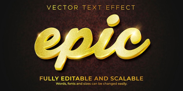 Бесплатное векторное изображение Золотой роскошный текстовый эффект, редактируемый блестящий и элегантный стиль текста