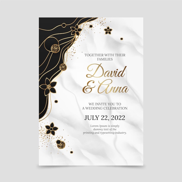 Free vector golden luxury wedding invitation