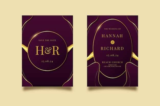 Golden luxury wedding invitation