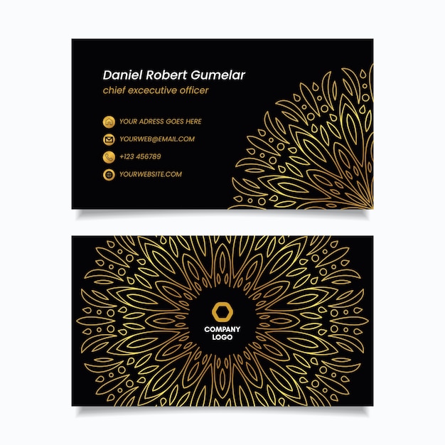 Бесплатное векторное изображение Золотая мандала шаблон визитной карточки