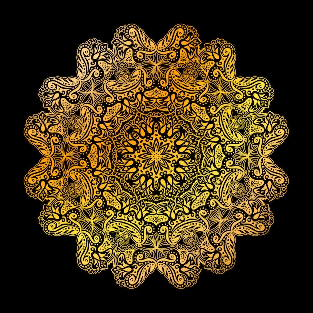 Golden mandala circle pattern