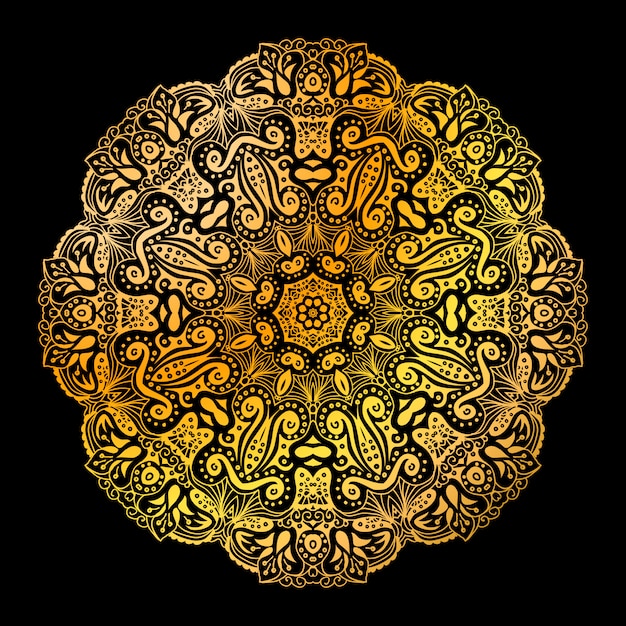 Golden mandala circle pattern