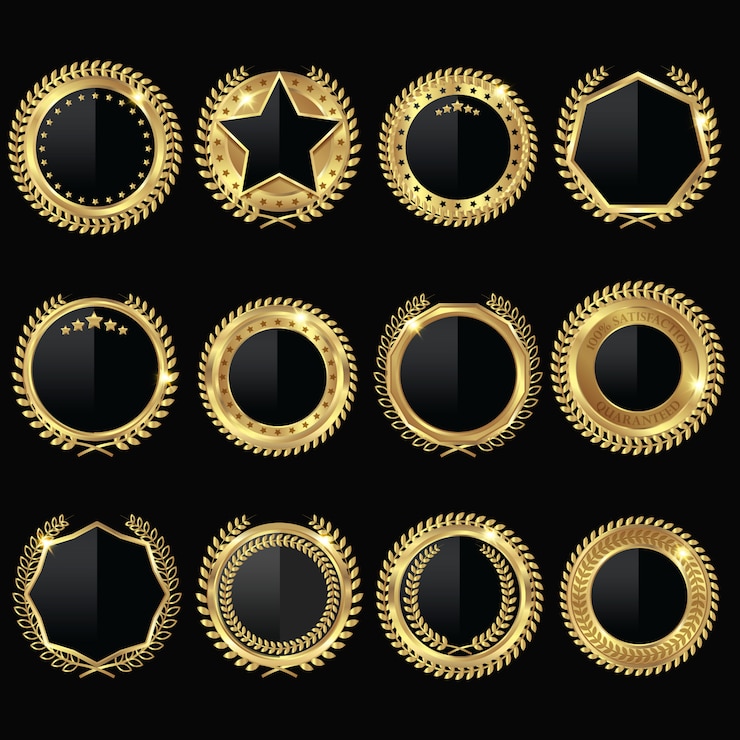 Free Vector golden medal black label set