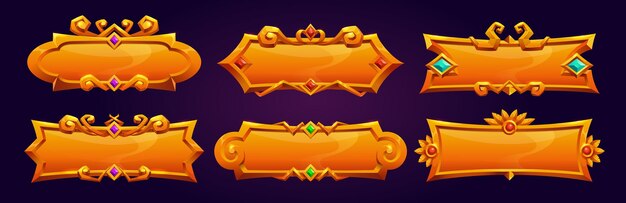 golden medieval game button isolated vector badge