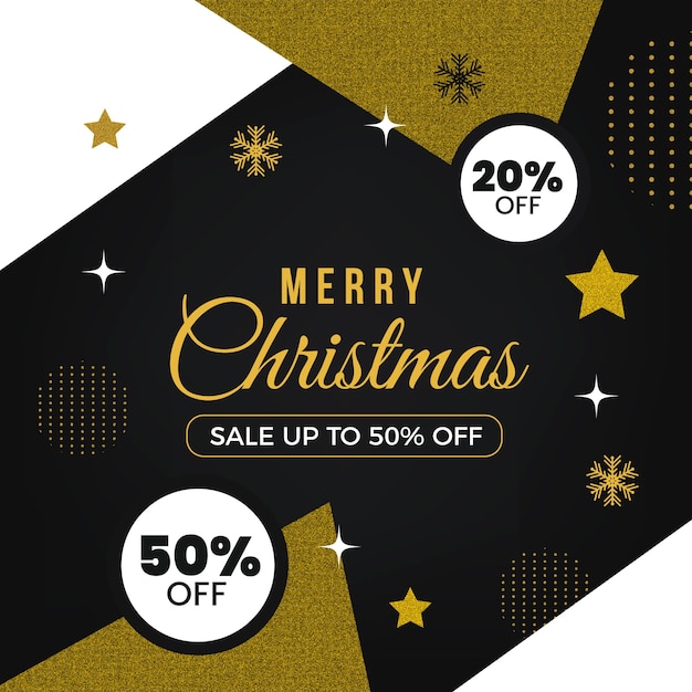 Golden merry christmas with twenty percent off