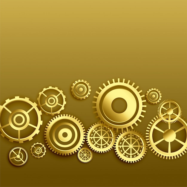 Golden metallic gears background