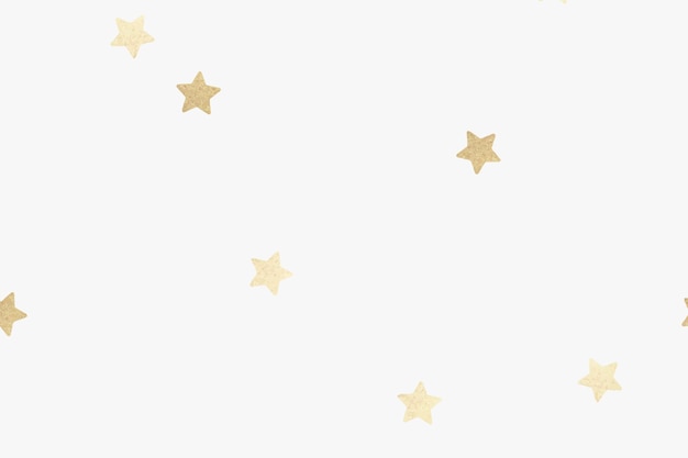 オフホワイトの壁紙に金色の金属の星のパターン