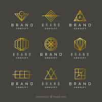 Free vector golden monoline logos in geometric style