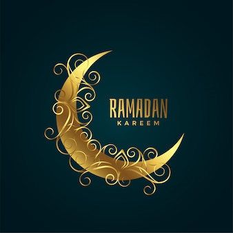 Золотая луна с цветочным декором для ramadan kareem