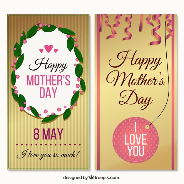 Golden mother's day banners