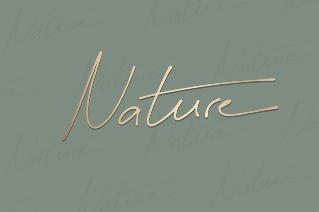 Golden nature typography on a green background vector