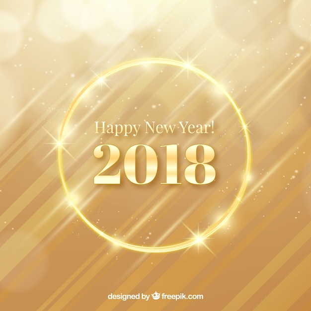 Free vector golden new year 2018 background