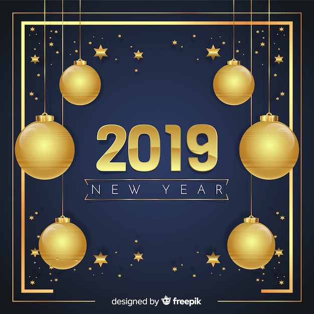 Golden new year 2019 background