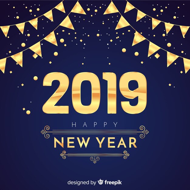 Golden new year 2019 background