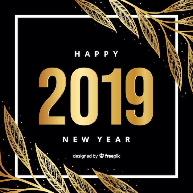 Golden new year 2019 background