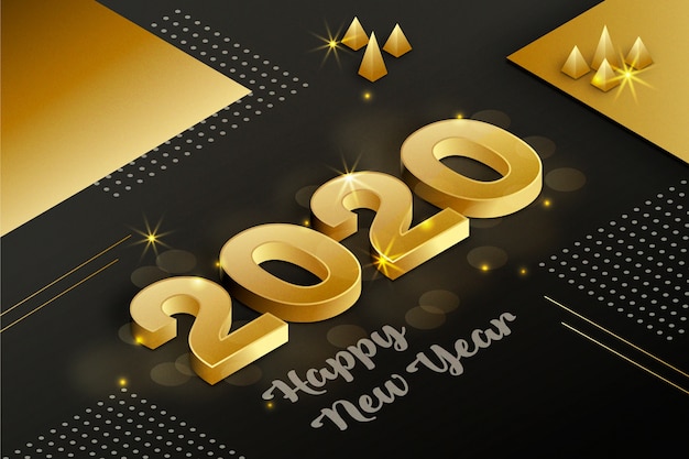 Free vector golden new year 2020 background concept