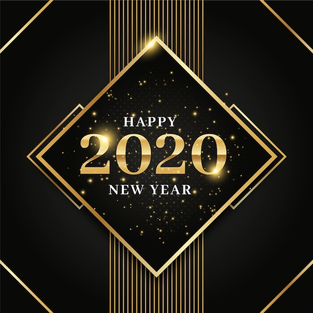 Golden new year 2020 background concept