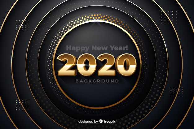 Golden new year 2020 on metallic background