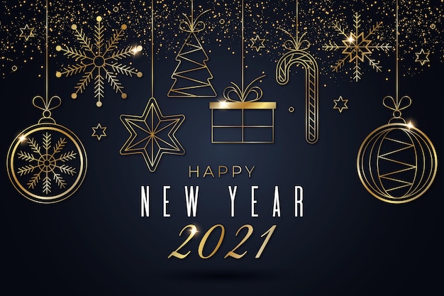 Free vector golden new year 2021 background