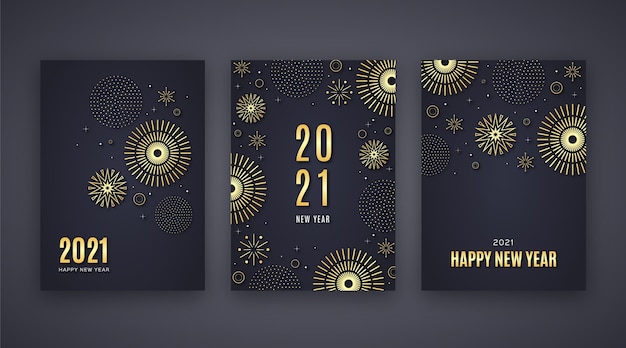 Golden new year 2021 cards