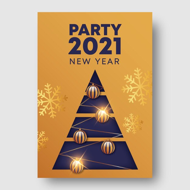 Golden new year 2021 party flyer  template