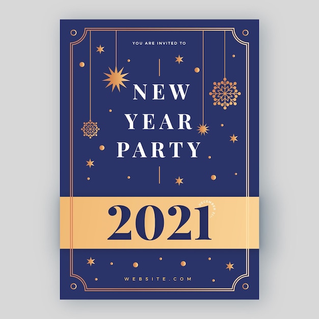 Free vector golden new year 2021 party flyer template